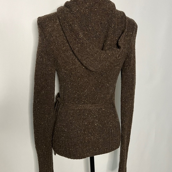Vince 100% Cashmere Hoodie Sweater Wrap - Brown Sz Small - Picture 6 of 11